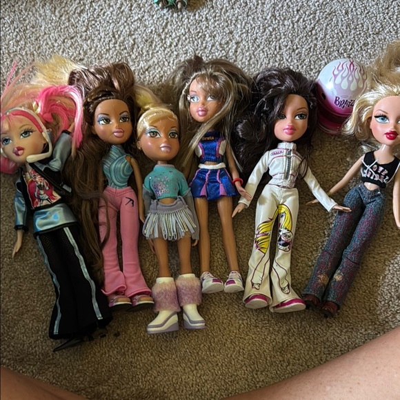 Rare vintage Bratz dolls lot sports race car rocker ice skater cheerleader mga